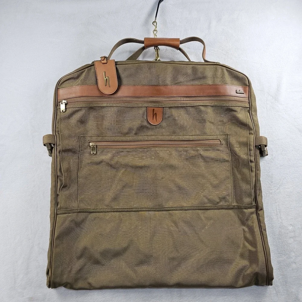 Vtg Hartmann Garment Bag Ballistic Nylon Leather Trim Travel Fold Business